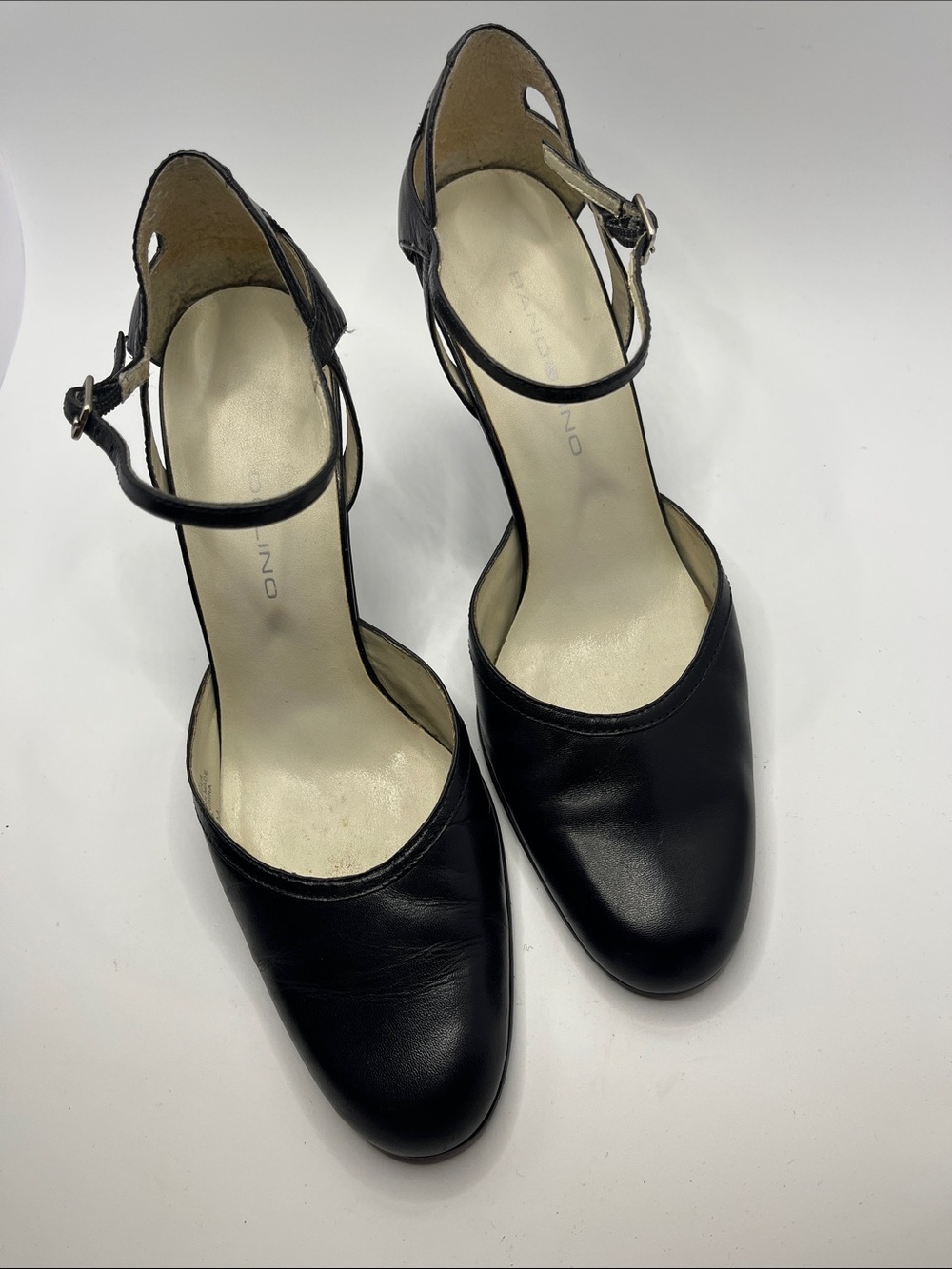 Bandolino Black Leather Ankle-Strap Pumps